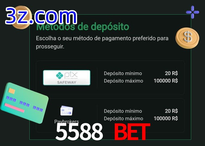 O cassino 5588 Bet oferece uma grande variedade de métodos de pagamento